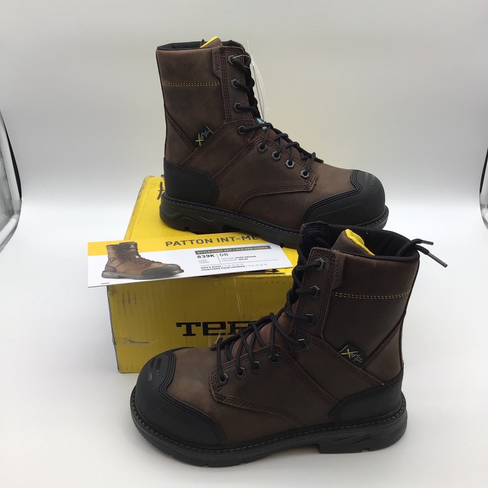 Terra Patton 8" Int-Met Dark Brown Work Boots‎ Aluminum Safety Toe Size 5.5 Men